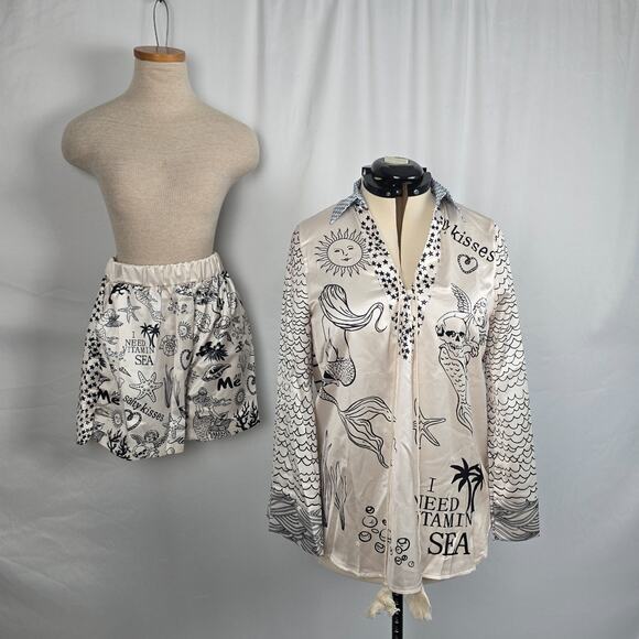 Unbranded Pajama Set Women's L I Need Vitamin Sea Long Sleeve Shirt + Shorts New - Picture 4 of 16